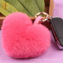 Rex Coiffe Fur Keychain Fourrure Coeur Pompom Keychain Porte-clés Porte-clés